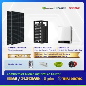 Tiền Điện 6-8 Triệu Đồng / Tháng, Lắp Hệ Thống Điện Mặt Trời Hybrid 10kW Lưu Trữ 21kWh 3 Pha