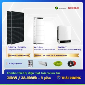 Tiền Điện 12-16 Triệu Đồng / Tháng, Lắp Hệ Thống Điện Mặt Trời Hybrid 20kW Lưu Trữ 28kWh 3 Pha