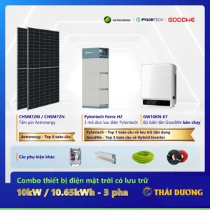 Tiền Điện 6-8 Triệu Đồng / Tháng, Lắp Hệ Thống Điện Mặt Trời Hybrid 10kW Lưu Trữ 10kWh 3 Pha