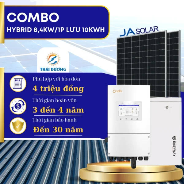 Tiền Điện 4 Triệu/ Tháng, Lắp Hệ Thống Hybrid 8,4kWp – Lưu Trữ 10kWh